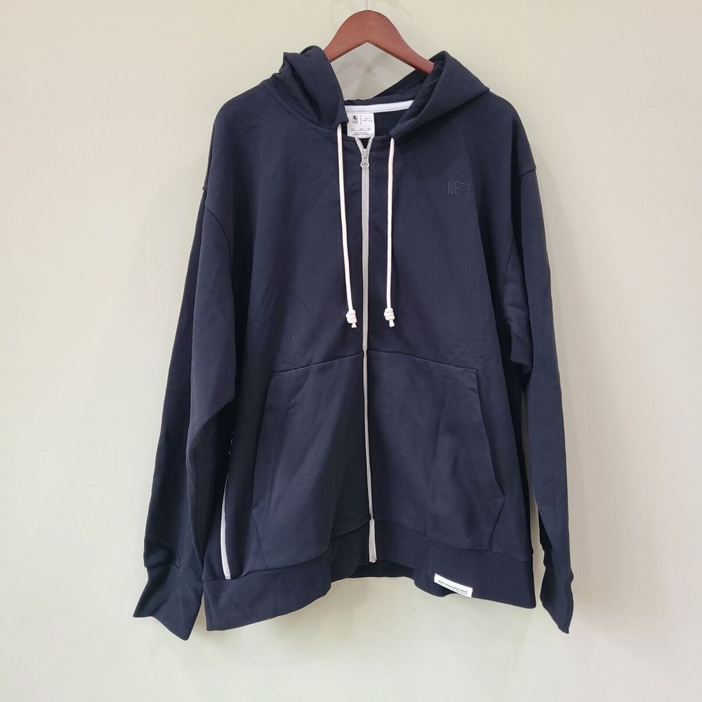 Nike Mens Standard Issue Full Zip Hoodie Brooklyn Nets Black Size XXL Basketball